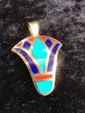 Modern Enamel 18 Karat Yellow Gold Egyptian Lotus Flower Pendant $2355 MSRP